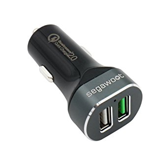 Car Charger, Segawoot Quick Charge 2.0 Fast Charging Premium Aluminum 2-Port USB Car Charger for iPhone 6 6S Plus 5 5c 5s, Samsung Galaxy S6 S6 Edge Plus Note 5 Note 4, Nexus 6