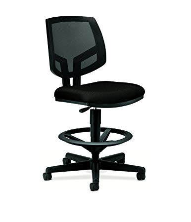 HON Volt Mesh Back Task Stool- Upholstered Adjustable Office Stool, Black (H5715)