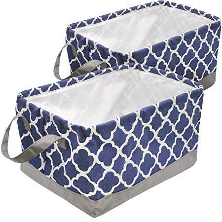Sorbus Storage Basket Bin Set, Collapsible Rectangular Fabric Storage Organizer Basket with Drawstring Closure & Carry Handles for Laundry, Toys, Clothes, and more, 2-Pack (Blue Pattern)