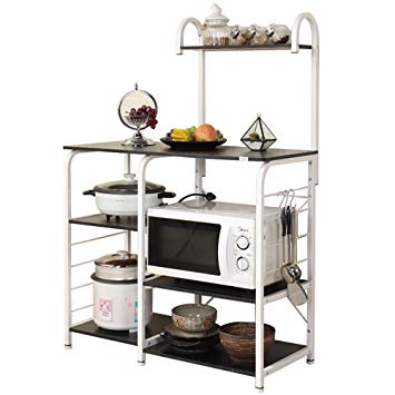 Dland Microwave Cart Stand 35.4", Kitchen Utility Storage 3-Tier 4-Tier for Baker’s Rack & Spice Rack Organizer Workstation Shelf, 172-B Black, 1 Pack