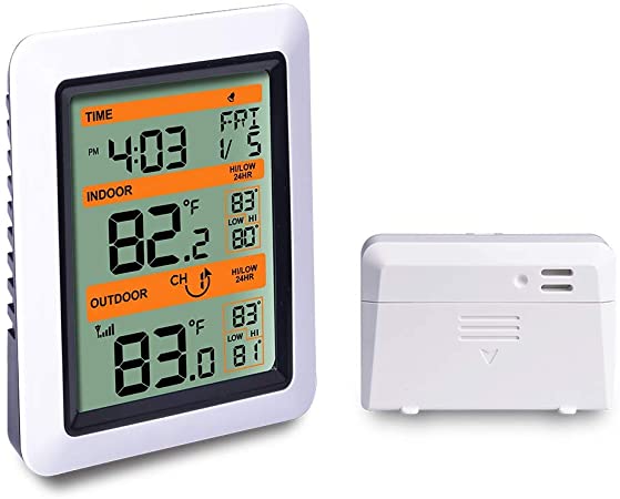 ECOWITT Wireless Thermometer Indoor Outdoor Temperature Station with Multi-Channel Temperature Sensor, Alarm and Snooze Function