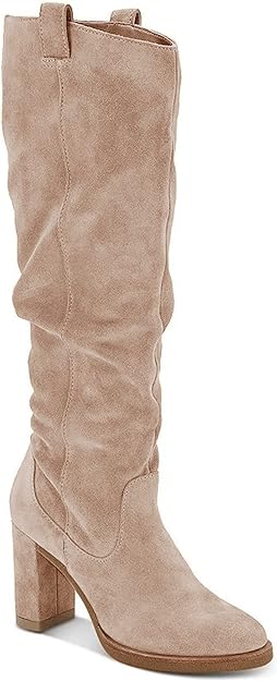 Juliet Holy Women's Knee High Boots Chunky Block Heel Wide Calf Round Toe Side Zipper Fashion Dress Boot