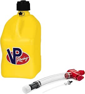 VP Racing Fuels Trigger Fuel Hose Fluid Control System with VP Racing 5 Gallon Motorsport Racing Liquid Container Utility Jug, Yellow