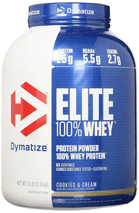 Dymatize Elite 100% Whey Protein, Cookies & Cream, 5 lbs