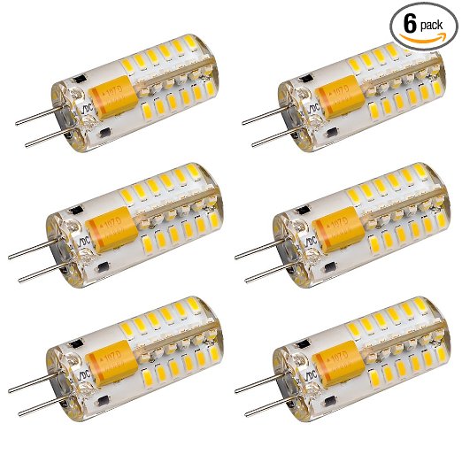 Mudder 6pcs Set G4 48-LED Warm White Light Crystal Bulb Lamps 3 Watt AC DC 12V Non-dimmable Equivalent to 20W Incandescent Bulb Replacement LED Bulbs