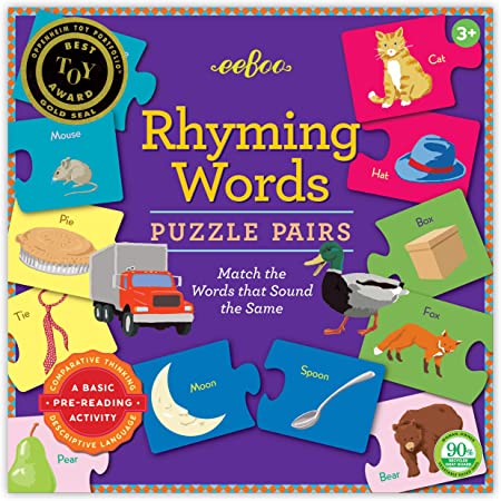 eeBoo Preschool Rhyming Puzzle Pairs for Toddlers 3 Years and Up