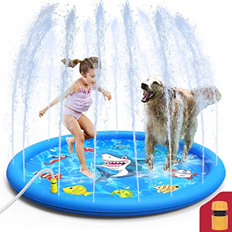 Sprinkler Pool for Kids,Splash Pad,Wading Pool,Children’s Inflatable Water Play Mat Toys,Outdoor Backyard Summer Swimming Water Party Fountain Pool,Water Jet Purling for Babies and Toddlers,60"