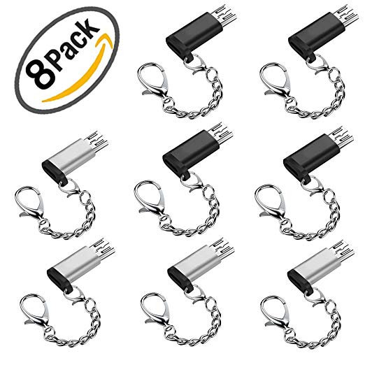 8 Pack Micro Usb To Usb Type C Adapter,Viaky Micro USB 2.0 Male to USB Type-C Female Adaptor Data Syncing Charging Converter Cable Connector Android to USB Type C Mini Adaptor for Android,Galaxy S7