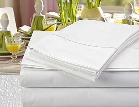 Luxury 100% Egyptian Cotton 1000 Thread Count Sheet Set (Addy Home Fashions) (Queen, White)