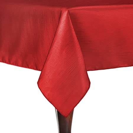 Ultimate Textile Reversible Shantung Satin - Majestic 60 x 90-Inch Rectangular Tablecloth Holiday Red