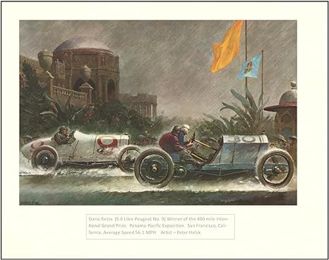 1915 Vintage Race Car - Dario Resta Winner of the 400 Mile International Grand Prize 1915 - Art Print size 11x14 inches by Artist Peter Helck - Unframed 11-4225