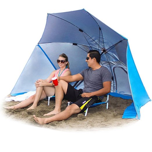 EasyGo BrellaTM -The Ultimate 2 in 1 Umbrella Shelter - Works as a Sport or Beach Canopy Tent - Opens in 5 Seconds!!! 100% Satisfaction Guaranteed
