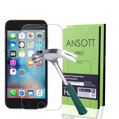 (2 Pack) iPhone 6 Screen Protector, ANSOTT iPhone 6S / 6 [Premium Tempered Glass]Screen Protector Retail Packaging for Apple iPhone 6s and iPhone 6 4.7 Inch