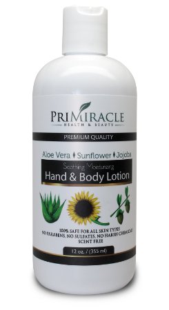 Natural Hand and Body Lotion with Shea Butter and Aloe Vera. The best body lotion for All Skin Types. PriMiracle Professional Line 16oz Pump
