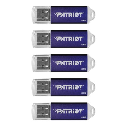 Patriot Memory 8GB Pulse Series USB 2.0 Flash Drive, 5 Pack, Blue (PSF8GXPPN5PK)