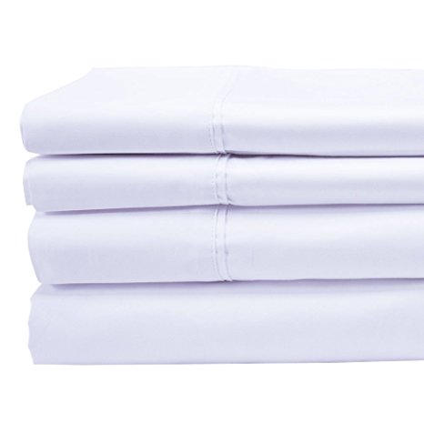 Peru Pima - 600 Thread Count - 100% Peruvian Pima Cotton - Sateen - Bed Sheet Set - Cal King, White