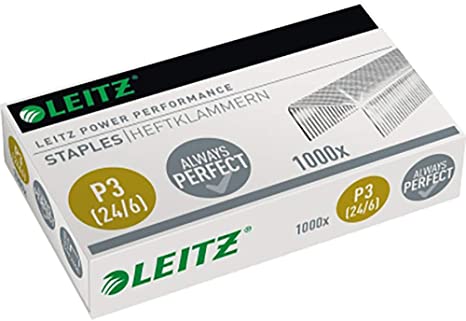 Leitz 55700000 P3 Power Performance 24/6 Staples, Strong Steel, Length 6 mm, 1000 Staples, Staples Up to 30 Sheet Capacity