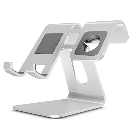 OMOTON Apple Watch Stand, Al-Ti Alloy Charging Dock Charger Station Cradle Holder Bracket for Apple Watch (Both 38mm & 42mm), with Built-in 45° Viewing Angle & Minimalist Design – Silver