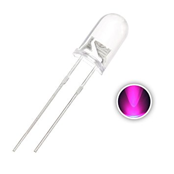 Chanzon 100 pcs 5mm Pink LED Diode Lights (Clear Round Transparent DC 3V 20mA) Super Bright Lighting Bulb Lamps Electronics Components Light Emitting Diodes