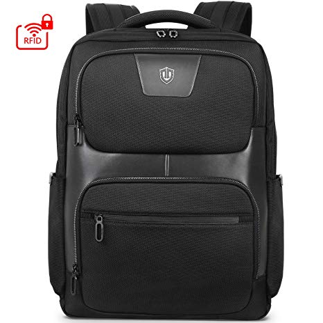 SHIELDON Travel Laptop Backpack, 23L Business Backpack with RFID Blocking Pocket Durable 15.6 Inch Laptop Backpack, Water Resistant Multipurpose College School Computer Bag for Men & Women - Black