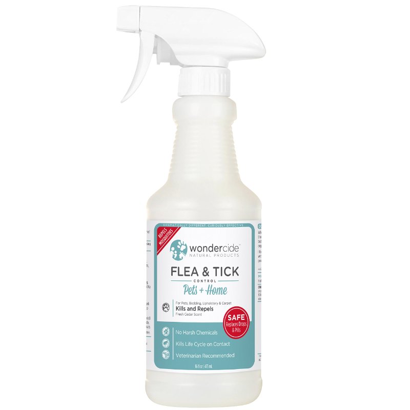 Natural Flea and Tick Control for Pets  Home  Kills in Seconds and Repels Flea Tick Mosquito Adults and Eggs  Organic Non-Staining and Dries Clear  Dogs and Cats  16oz Fresh Cedar Scent