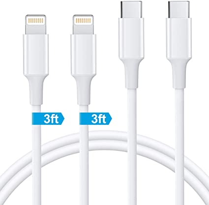 USB C to Lightning Cable 2Pack 3FT [Apple MFi Certified] iPhone 11 Lightning to USB-C Fast Charging Cable Compatible iPhone 11/11 Pro/11 Pro Max/X/XS/XR/XS Max/8/8 Plus, Supports Power Delivery