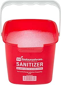 Restaurantware RW Clean 6 Quart Cleaning Bucket 1 Detergent Square Bucket - With Measurements Built-In Spout And Handle Red Plastic Utility Bucket For Home Or Commercial Use