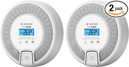 X-Sense Wireless Interconnected Carbon Monoxide Detector, Replaceable Battery-Powered CO Alarm with Digital Display, Auto-Check, CO03D-W, Pack of 2