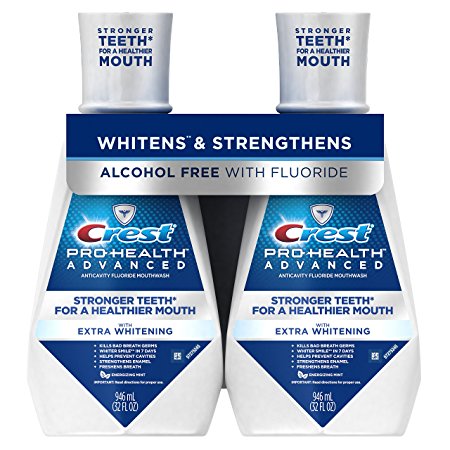 Crest Pro-Health Advanced Mouthwash with Extra Whitening, Energizing Mint, 32 Oz, Pack of 2