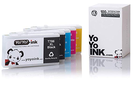 YoYoInk Remanufactured Ink Cartridge Replacement for Epson T786XL 786 XL (2 Black, 1 Cyan, 1 Magenta, 1 Yellow; 5-Pack)