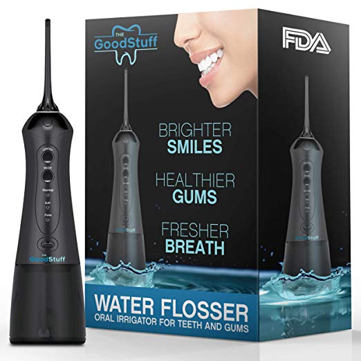 Cordless Water Flosser for Teeth - Smile Brighter with a Portable Waterflosser - Rechargeable Water Flosser/Oral Irrigator with 2 Heads, Travel Case and USB Charger