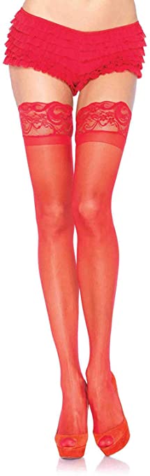 Leg Avenue Women's Stay-Up Lace Top Thigh Highs