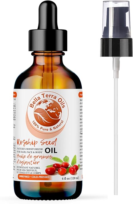 Rosehip Seed Oil. 120ml. 100% Pure. Cold-pressed. Unrefined. Chemical-free. Rich in Vitamin C. Great for Mature Skin. Natural Moisturizer for Hair, Skin.…