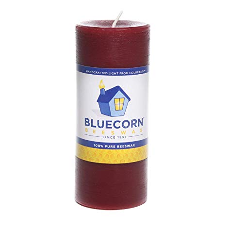 Bluecorn Beeswax 100% Pure Beeswax Pillar (2"x4.5", Red)