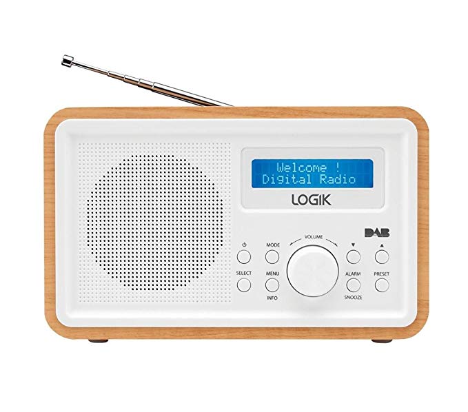 LOGIK - LHDR15 Portable DAB/FM Clock Radio - Light Wood & White