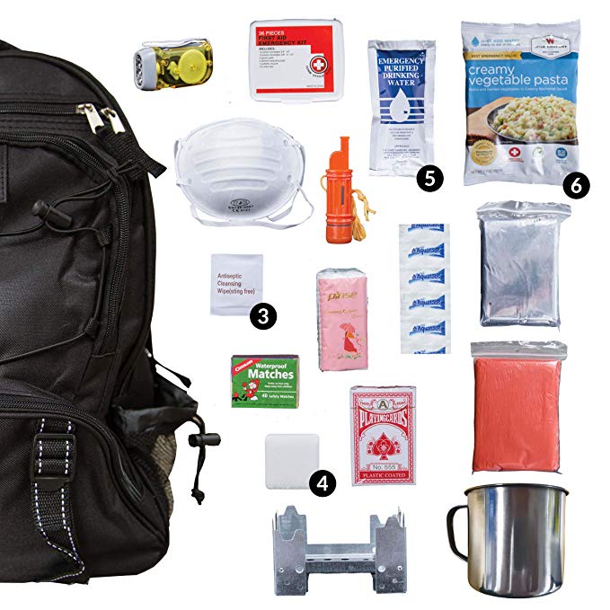 Wise Food Emergency Survival Backpack Kit, Great Go Bag for Hurricanes, Fires, Earthquakes