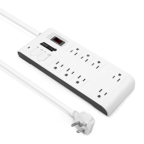 Surge Protector, BESTEK 8-Outlet Power Strip 6-Foot Cord with 5.2A 4-Port USB Charging Station, ETL Listed