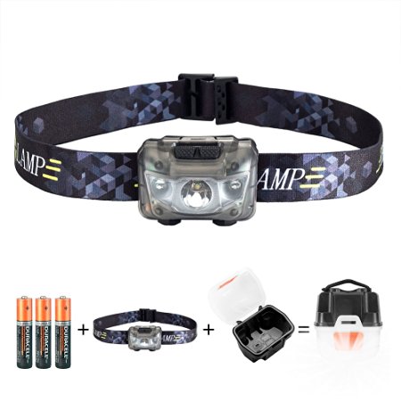 OUTPO 5 Modes Headlight Headlamp Flashlight Led Camping Lantern With 3 AAA Batteries And IP67 Waterproof for Hiking, Camping, Riding, Fishing, Hunting, Running, Outdoor Equipment, Reading