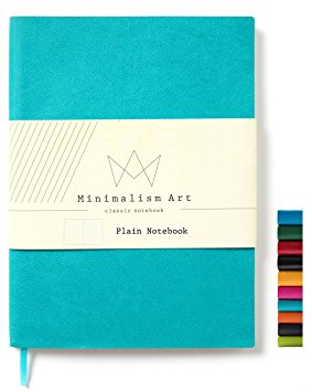 Minimalism Art | Soft Cover Notebook Journal, Size: 7.6" X 10"; B5 , Blue, Plain/Blank Page, 192 Pages, Fine PU Leather, Premium Thick Paper - 100gsm | Designed in San Francisco