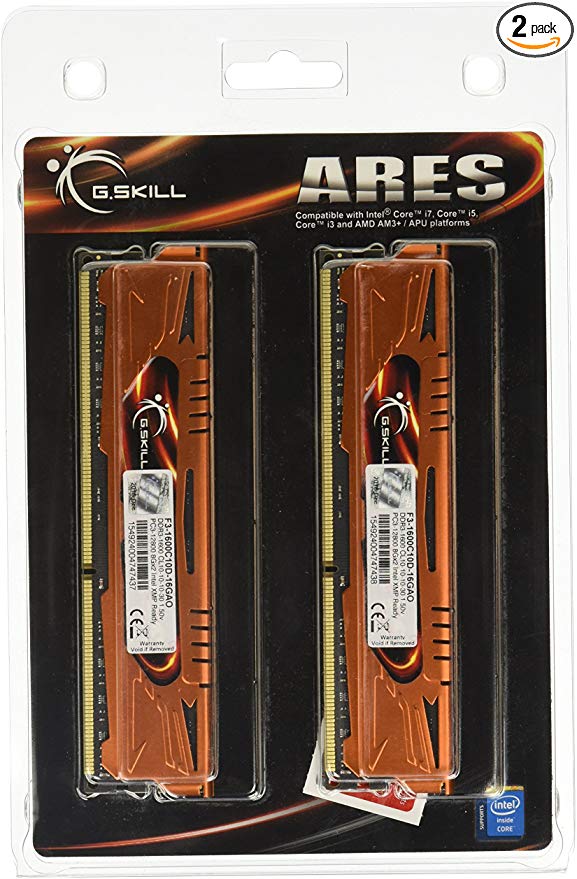 G.SKILL Ares Series 16GB (2 x 8GB) 240-Pin SDRAM DDR3 1600 (PC3 12800) Desktop Memory F3-1600C10D-16GAO