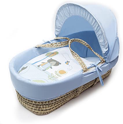 Kinder Valley Beary Nice Blue Moses Basket Dressings only with Padded Liner (Basket not Included)