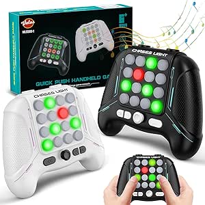 VATOS 2PCS Quick Push Fidget Game Handheld Black & White Quick Push Game with 5 Gameplay Modes, Handheld Game Controller, Portable Toy for 6 7 8 9 Year Old Kids Boys Girls Teens Adults