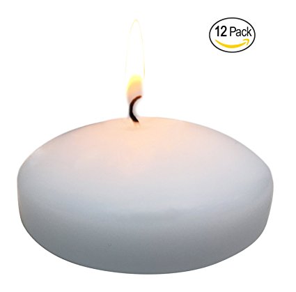 Floating disc Candles for Wedding, Birthday, Holiday & Home Decoration by Royal Imports, 3 Inch, White Wax, Set of 12