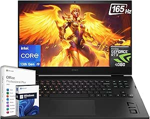 HP OMEN 17 Gaming Laptop 2024, 13th Gen Intel 24-Core i9-13900HX, 17.3" 2K QHD IPS 165HZ Display, 64GB DDR5 RAM, 2TB SSD, GeForce RTX 4080, Backlit, Microsoft Office Lifetime License & Windows 11 Pro