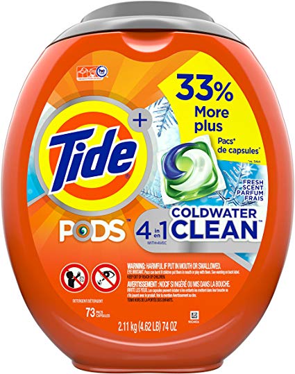Tide Pods Coldwater Clean Liquid Laundry Detergent Pacs, Fresh Scent, 73 Count