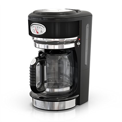 Russell Hobbs Retro Style 8-Cup Coffeemaker, Black & Stainless Steel, CM3100BKR