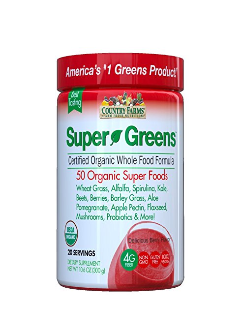 Country Farms Super Greens Powder, Berry Flavor