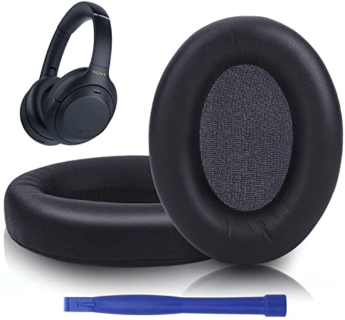 SOULWIT Ear Pads Cushions Replacement, Earpads for Sony WH-1000XM4 (WH1000XM4) Headphones - Softer Protein Leather, Noise Isolation Memory Foam, Added Thickness-Black