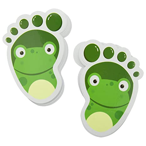 Bluecell 15-Pairs Cartoon Animals Guide Self-Adhesive Footprints Stickers Floor Decals for Kids Room Party Nursery Floor Stairs Decor (Frog (Green))