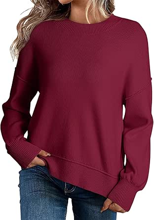 Dokotoo Women's Sweaters Crewneck Easy Street Pullover Long Sleeve Knit Fall Winter Pullover Jumper Tops